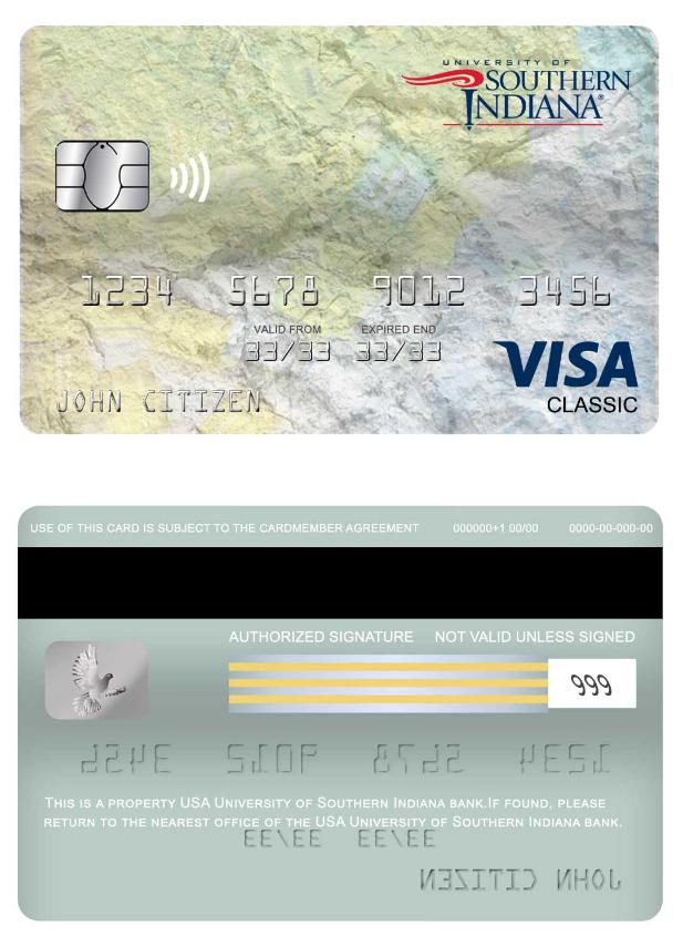 USA University of Southern Indiana bank visa classic card